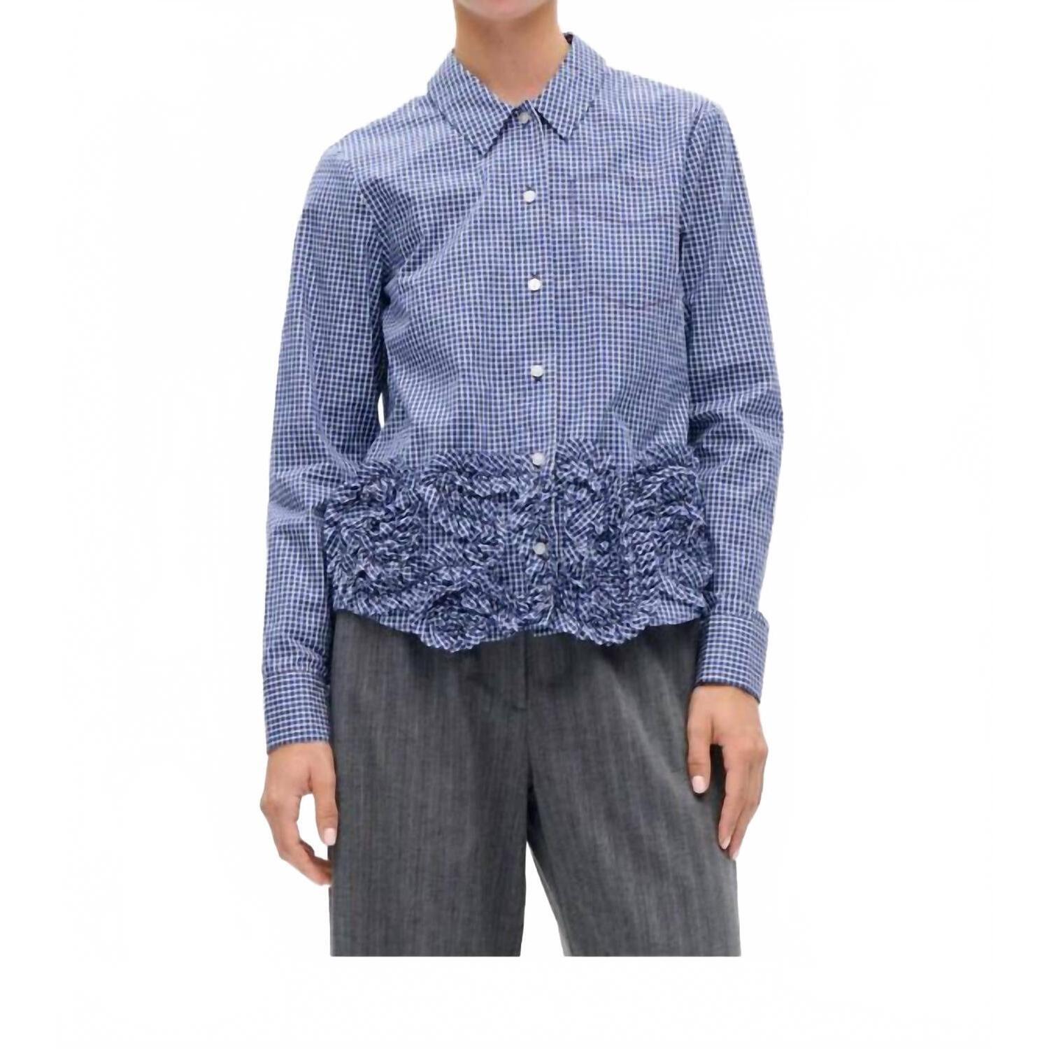 New Baum Und Pferdgarten Mariel Cotton Poplin Shirt In Mini Blue Check